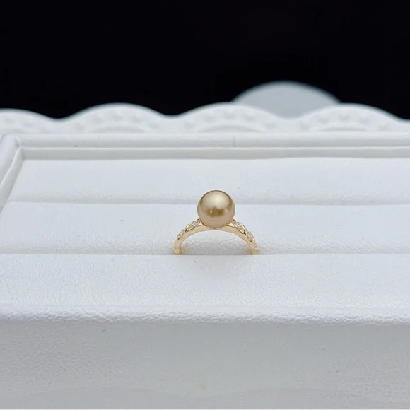 GSR3 S925 Stamped Golden South Sea Pearl Adjustable Ring - Picture 5 of 7